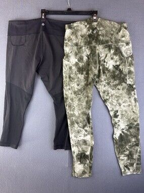 Lululemon Align High Rise Crop Light Sage & Breathe Easy Crop Black Both Sz 10